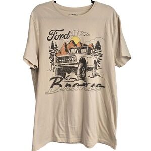 Goodfellow Ford Bronco Graphic T-Shirt Mens XL Tan Short Sleeve Crew Neck Cotton